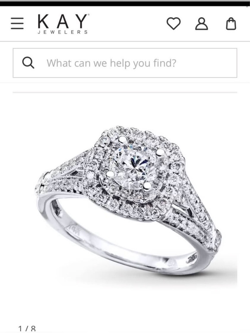 White Gold Halo Engagement Ring + enhancer 14k white gold natural diamonds (Kay) - Picture 2 of 12